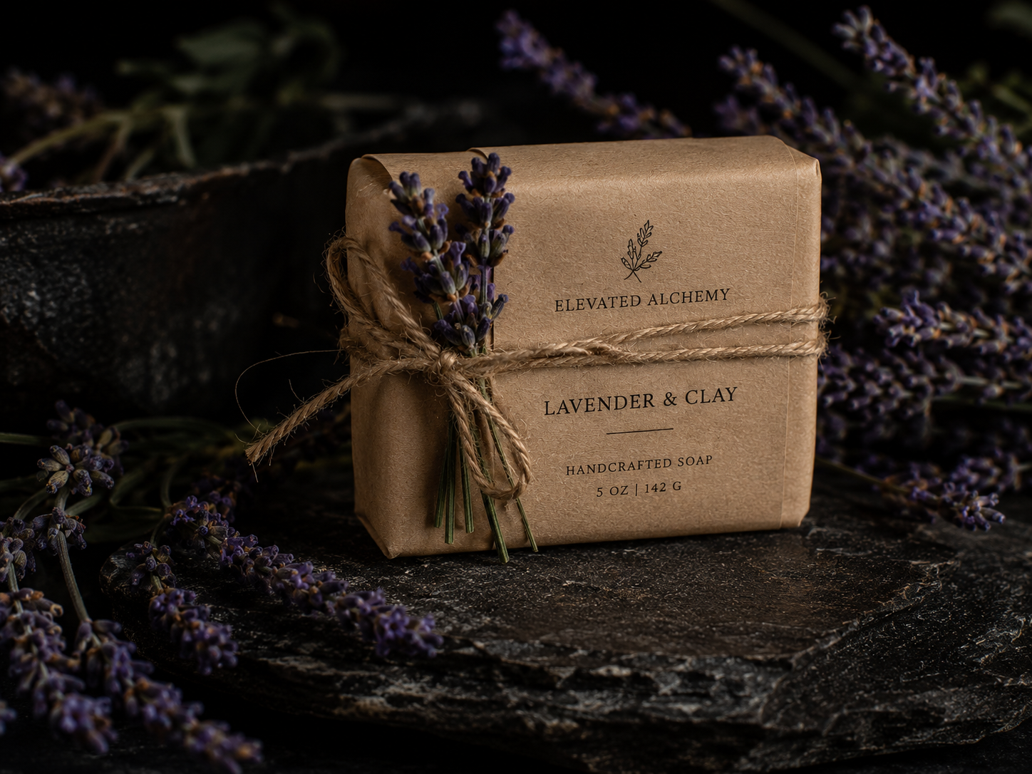 Lavender and Clay handcrafted goat milk soap bar