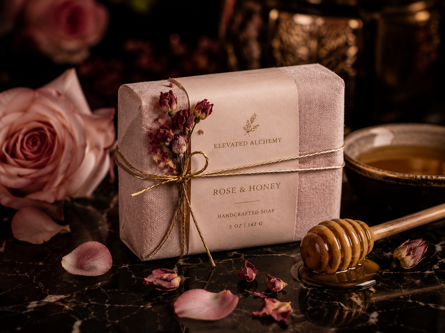 Rose and Honey handcrafted goat milk soap bar